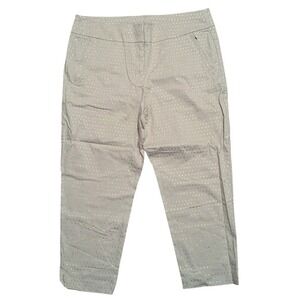 Lane Bryant Pants Plus 22 3X Khaki Gold Print Crop Leg Dress Ankle Trousers NEW